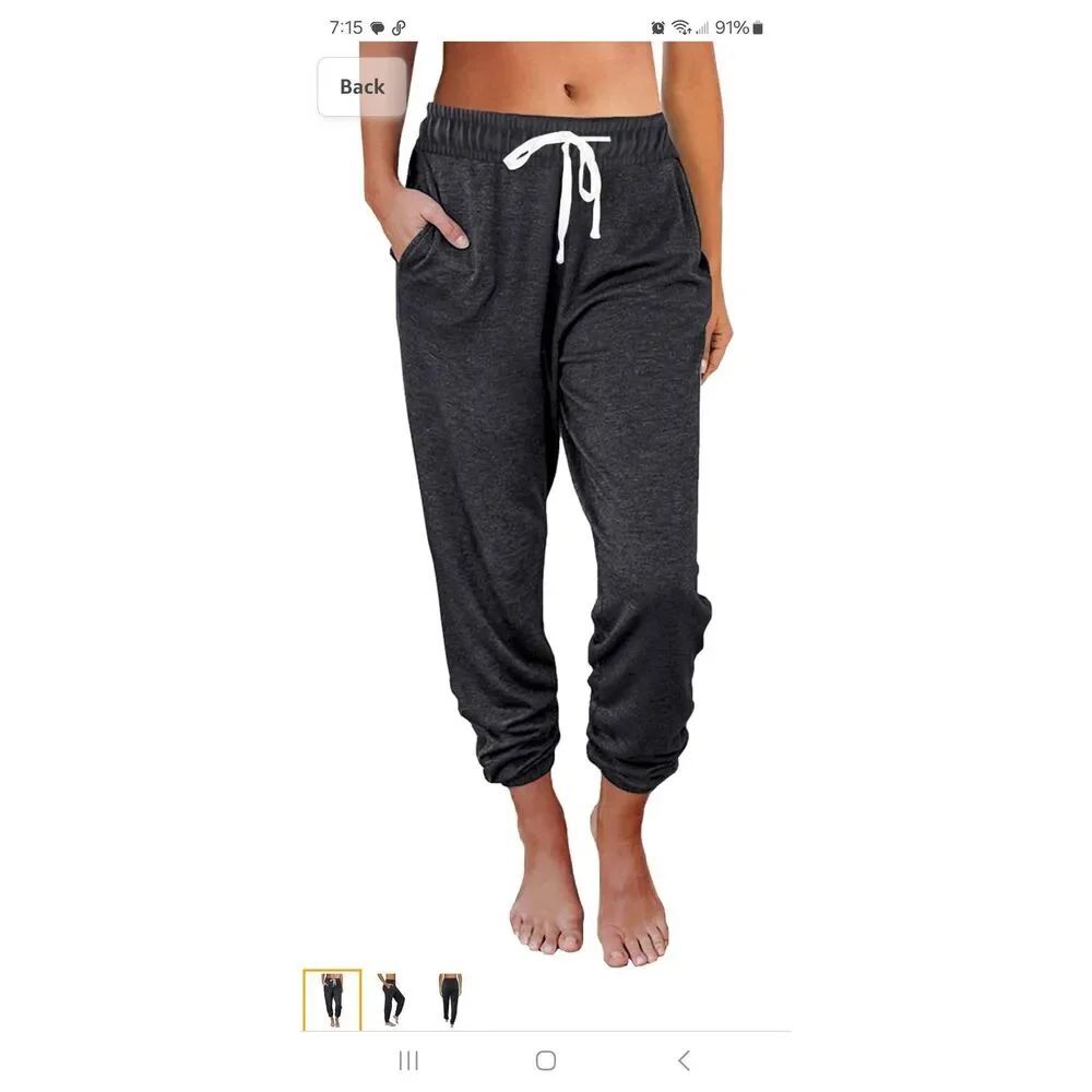 New Small Automet Grey Elastic Drawstring Waist Loungewear Pajama Pants Joggers